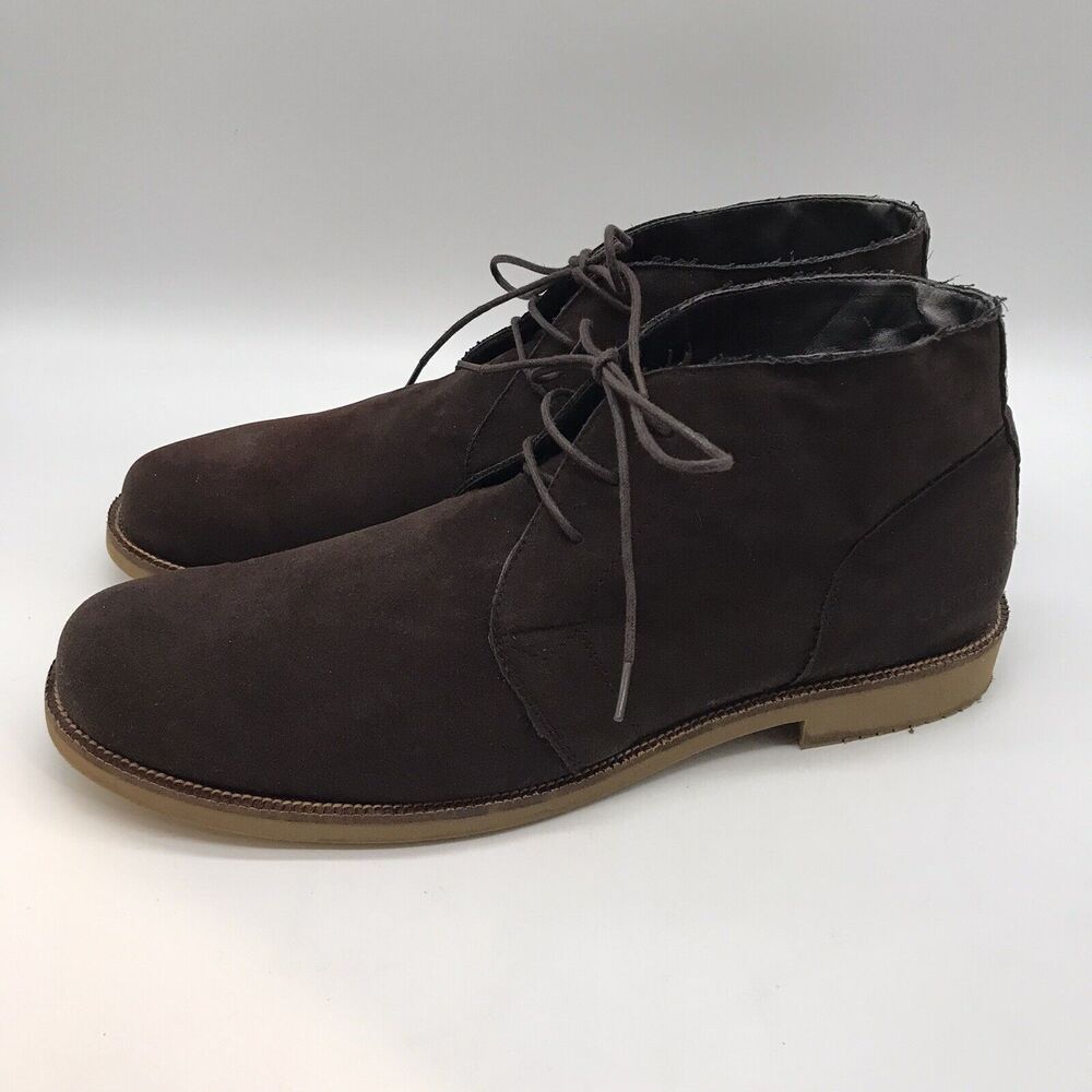 Guess Brown Faux Suede Leather Chukka Boots Men's 12 Lace Up Mid Top Ankle Shoes